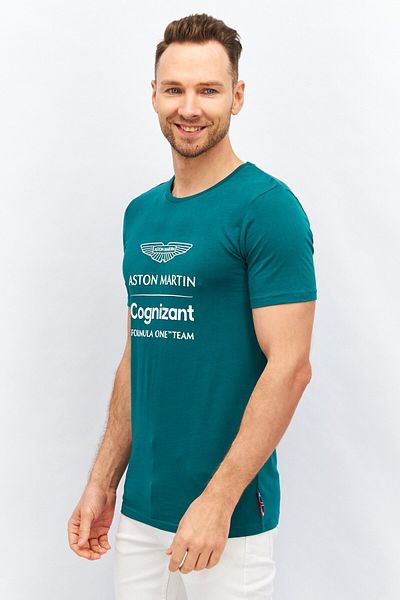 Aston Martin Men Crew Neck Short Sleeves Graphic T-shirt, Green