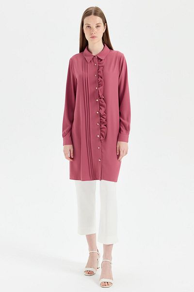 Esswaap Dried Rose Ruffle Detailed Tunic