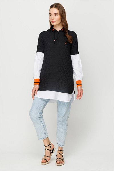 Esswaap Puffer Detailed Hooded Tunic Black