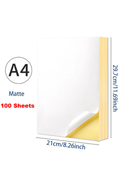 Choice 100 قطعة من ملصقات ورقية غير لامعة قابلة للطباعة، مقاس A4 أبيض/كرافت، ...