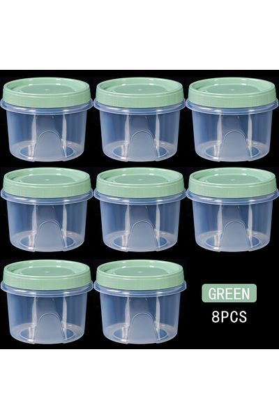 choice2 Green 8 pcs 8 Pcs 500ml Round Food Fresh Keeping Box Kitchen Refrigerator Storage Container Fruits S