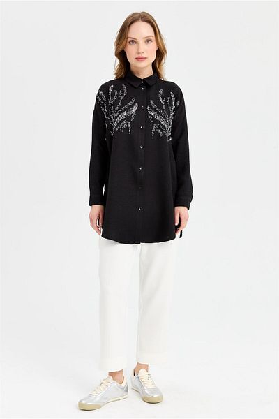 Esswaap Black Tunic - Double Color Sequin Detailed