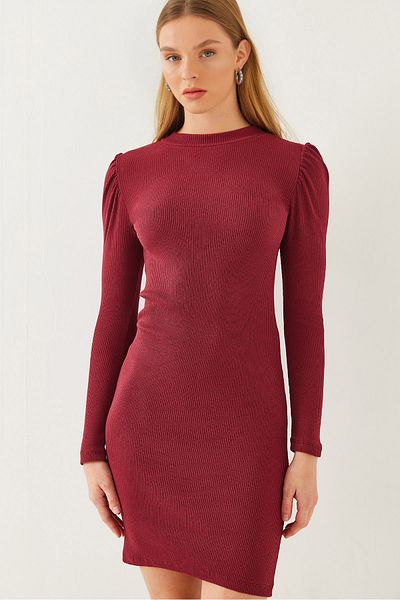 Bianco Lucci Women's Princess Sleeve Ribbed Basic Dress 2435 60351043