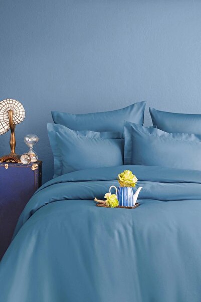 İssimo Home Simply Sky Blue Pamuk Saten Nevresim Takımı Tek Kişilik