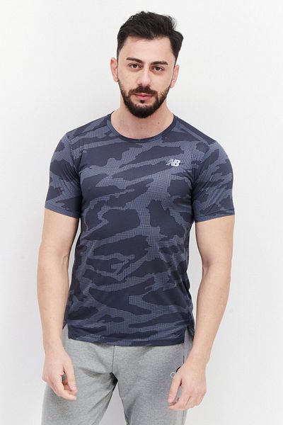 New Balance Men Sportswear Fit Short Sleeves Running T-shirt, Grey Combo
