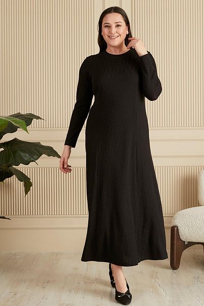 Ferace Rochie pentru Mamă Nergiz Jacquard Hijab Marime Plus pentru Damă