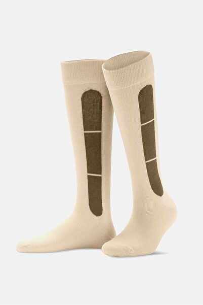 Tchibo Women 2 Pairs Long Socks, Beige and Olive