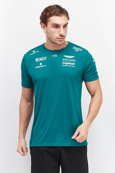 Aston Martin Men Sportswear Fit Short Sleeve Brand Logo Training T-shirt, Green