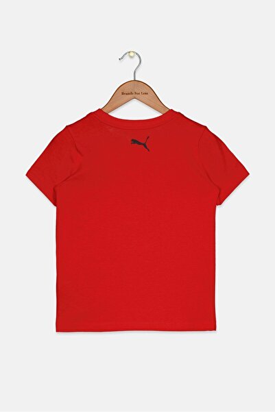 Puma Kid Boys Round Neck Short Sleeves Brand Logo Print T-shirt, High Risk Red