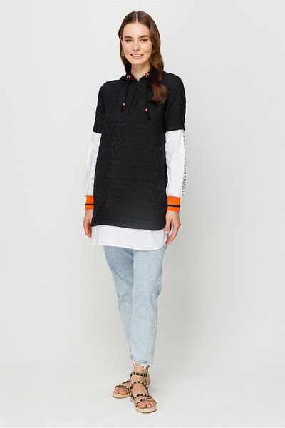 Esswaap Puffer Detailed Hooded Tunic Black