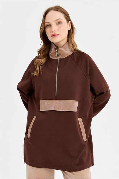 Esswaap Brown Color Shiny Sweatshirt