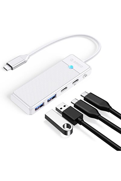 Orico 4 Portlu Type-c To Usb 3.0 / Type-c Pd 100w Yüksek Hızlı 5gbps Hub Çoklayıcı Beyaz