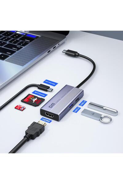 DM Chb059 Type-C to 4K Hi 2*Usb-A Pd 60W Sd and Micro Sd Card Reader Multiplexer Hub