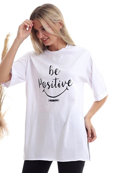 Cotton Mood 20333402 Single Jersey Be Positive Printed T-Shirt White
