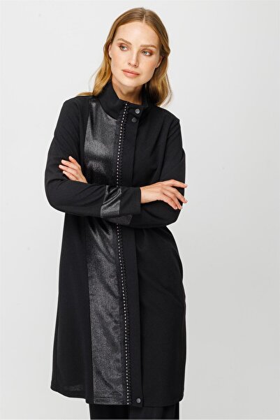 Esswaap Şerit Detaylı Fermuar Kapamalı Giy Çık Tunik Siyah