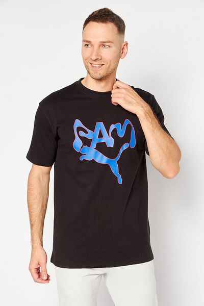 Puma Men Sportswear Fit Short Sleeves Running T-Shirt, Black Combo