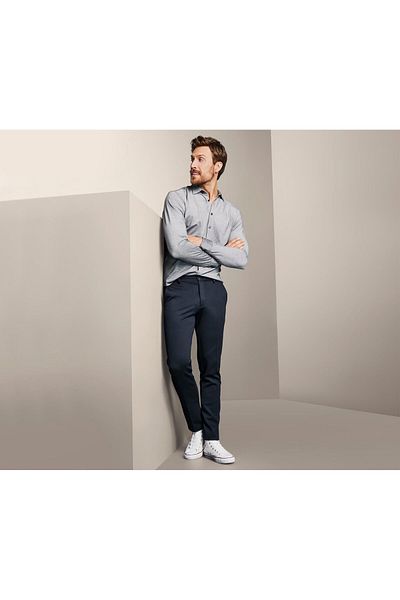 Tchibo Men Regular Fit Plain Non Stretch Dress Pants, Navy