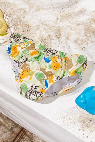Tchibo Toddlers Boy Allover Print Brief Swimwear, Green Combo