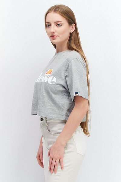 Ellesse Women Crew Neck Short Sleeve Brand Logo T-shirt, Grey Marl