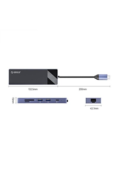 Orico Type-c Pd100w Hdmı 4k@30hz Rj45 Sd Tf 5gbps Type-c 4 Usb-a Portlu Hub Çoklayıcı