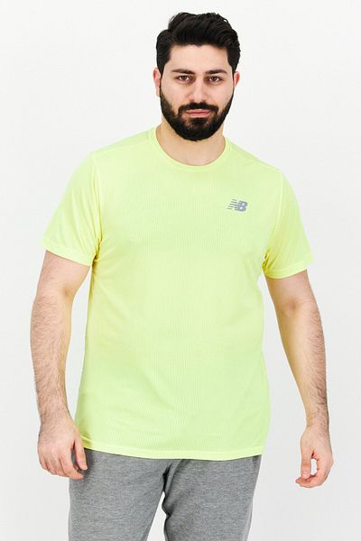 New Balance Men Sportswear Fit Short Sleeve Running T-Shirt, Yellow