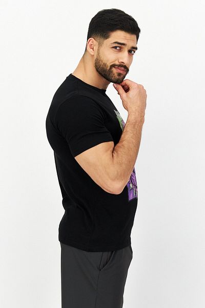 Replay Men Crew Neck Short Sleeve Graphic Print T Shirt, Black