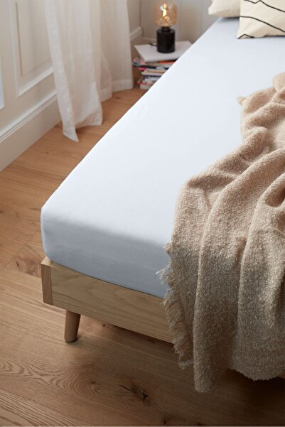 Tchibo ملاءة سرير جيرسي سادة مفردة مقاس 100 × 200 سم، أبيض