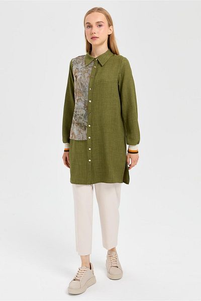 Esswaap Khaki Tunic - Mesh Detailed