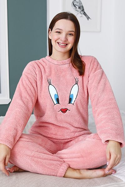 Sude HOMEWEAR ΓΥΝΑΙΚΕΙΟ ΣΕΤ ΠΙΤΖΑΜΑ ΡΟΖ ΛΟΥΤΙΝΟ