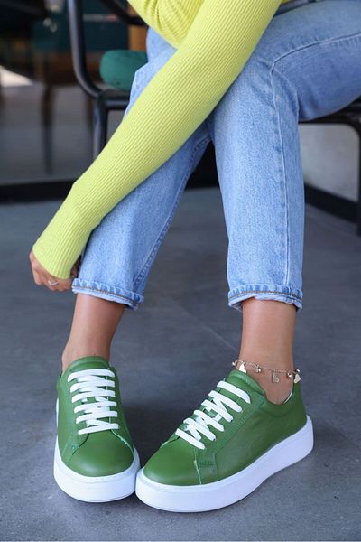 NILUFARR Julia Green Floater Genuine Leather Women's Sneakers