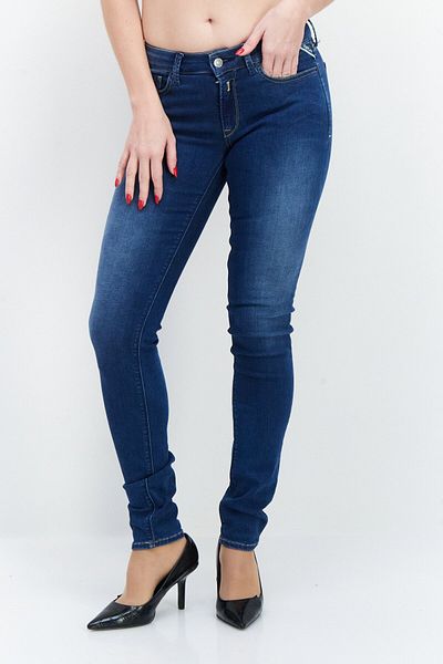 Replay Women Skinny Fit Washed Stretchable Jeans, Mid Indigo