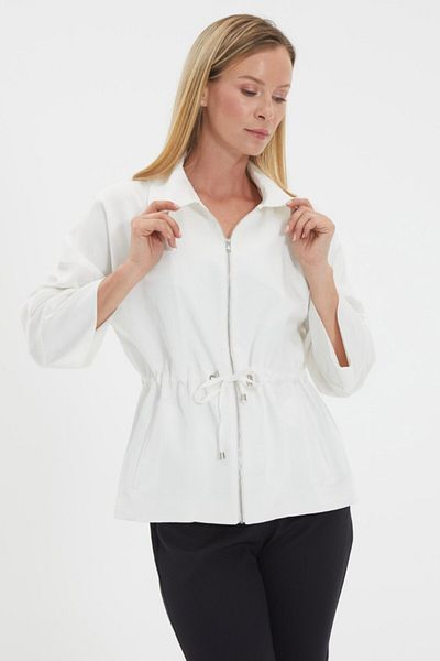 Selen Giyim Gathered Waist Jacket with Fireplace Collar