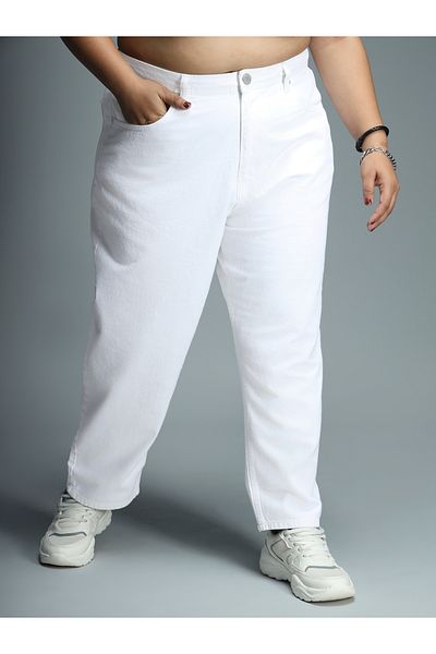 High Star By Styli Plus Solid High Rise Mom Fit Jeans