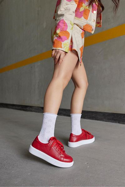 NILUFARR Julia Red Genuine Leather Women's Sneakers
