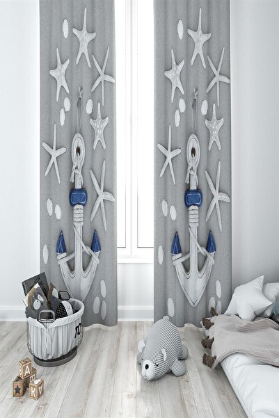 MEKTA HOME Gray Unisex Children's and Baby's Room - Background Curtain, 2 Win...