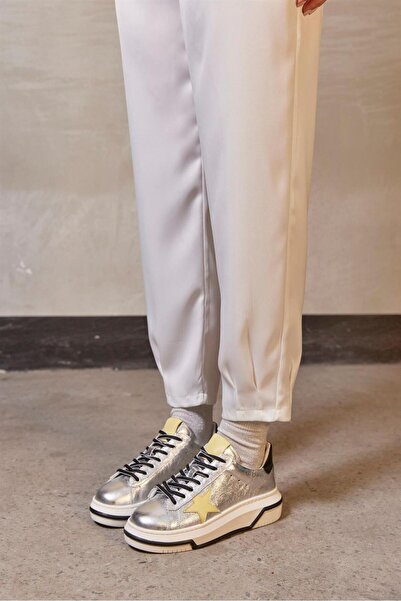 NILUFARR Sveta Gümüş Hakiki Deri Kadın Sneaker