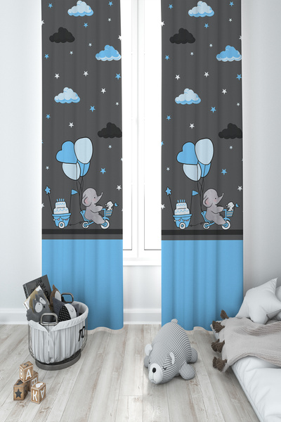 MEKTA HOME CAMERA BEBEȘI ȘI COPII Perdele de fundal cu 2 aripi cu model de el...