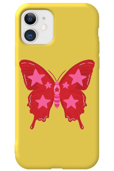 WANNA PROTECT iPhone 12 Yellow Inside Velvet Butterfly Girl Power Patterned S...