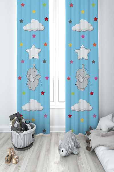 MEKTA HOME CAMERA BEBEUI ȘI COPIILOR Perdele de fundal cu 2 aripi albastre cu...