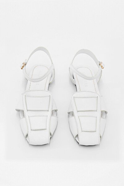 NILUFARR Winx Beyaz Hakiki Deri Kadın Babet