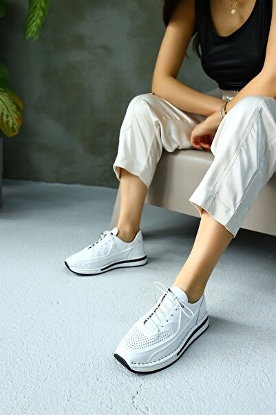 NILUFARR Patrice Beyaz Hakiki Deri Kadın Sneaker