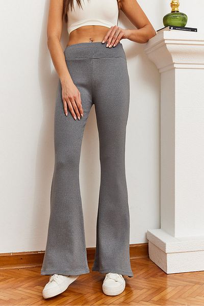 Bianco Lucci Women's High Waist Ribbed Spanish Leg Leggings 0160 60351050