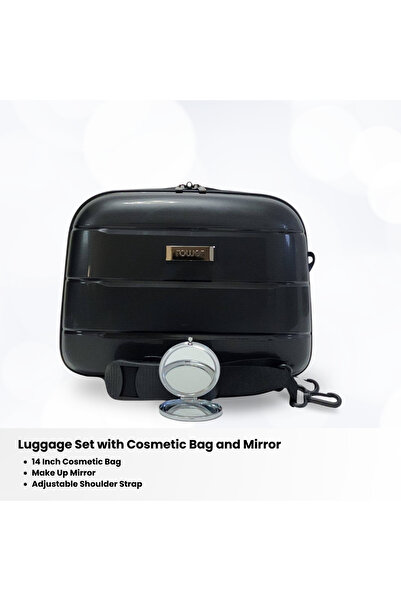 Rower Hardcase PP TSA Suitcase,Unbreakable Expandable 4 Double Wheels,4Pcs Luggage Trolley Set BLK