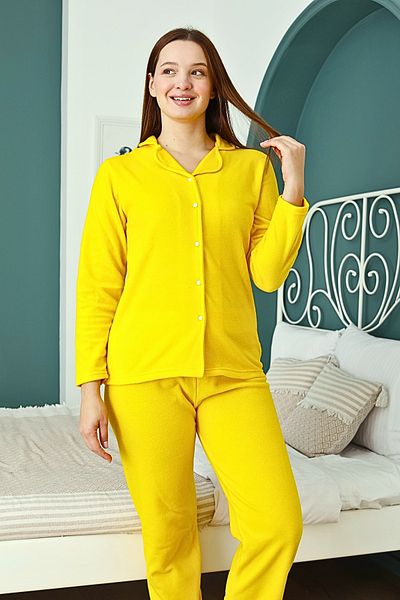 Sude HOMEWEAR Γυναικείο Σετ Πιτζάμες Κίτρινο Winter Fleece