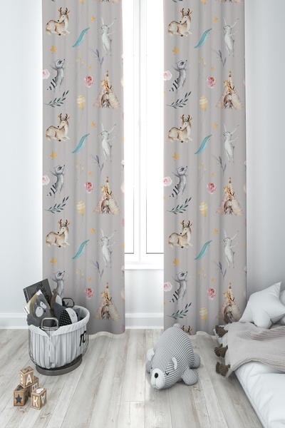 MEKTA HOME ДИТЯЧА ТА ДИТЯЧА КІМНАТА Завіса з 2-ма крилами з малюнком оленів т...