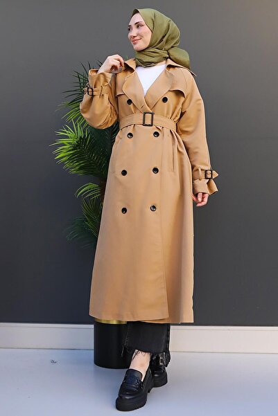 GİYZAMİLA Μπισκότα καμπαρντίνας με διπλό στήθος με κουμπιά