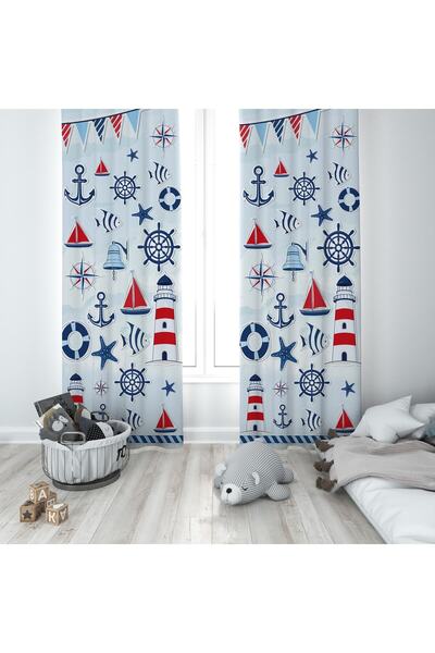 MEKTA HOME ستارة خلفية لغرفة الأطفال والرضع بنمط بحار بجناحين Mkt-183