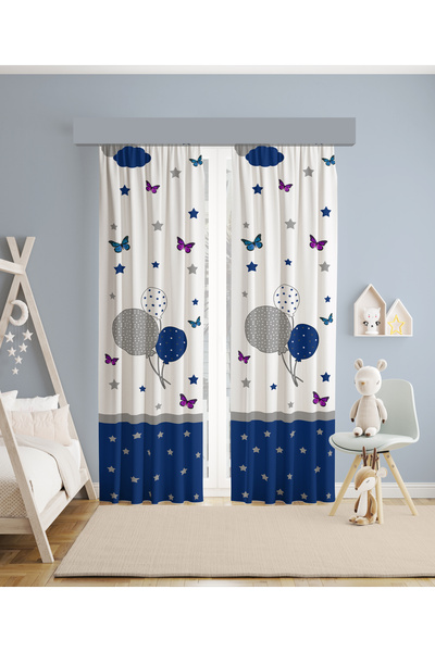 MEKTA HOME غرفة الأطفال والرضع ستارة خلفية بجناحين مع نمط بالون الفراشة