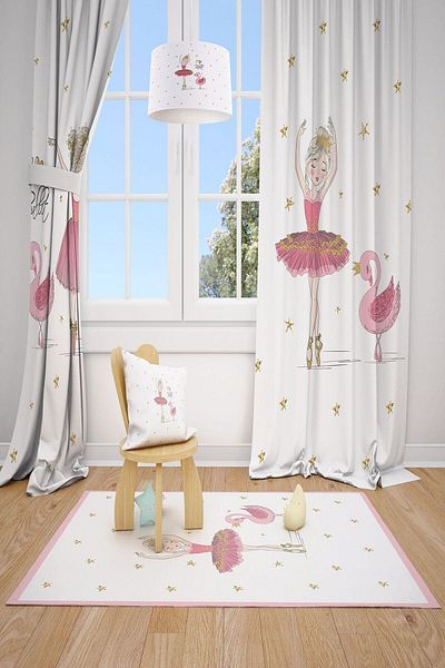 MEKTA HOME Ballerina Girl's Room Set Background Curtain