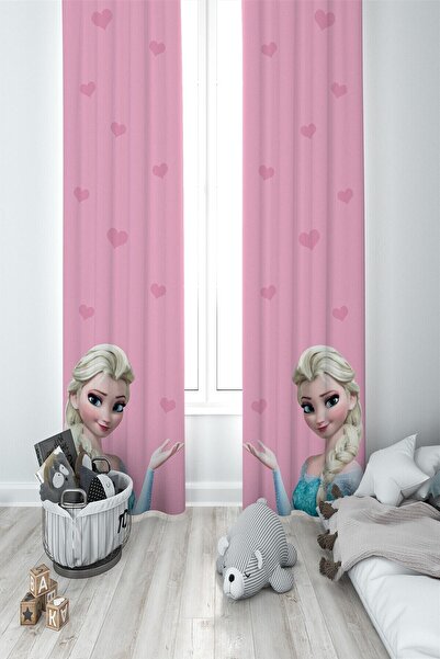 MEKTA HOME Cameră Copii Set Cameră Bebeluş Elsa Fundal Cortina 2 Aripi Mkt-070